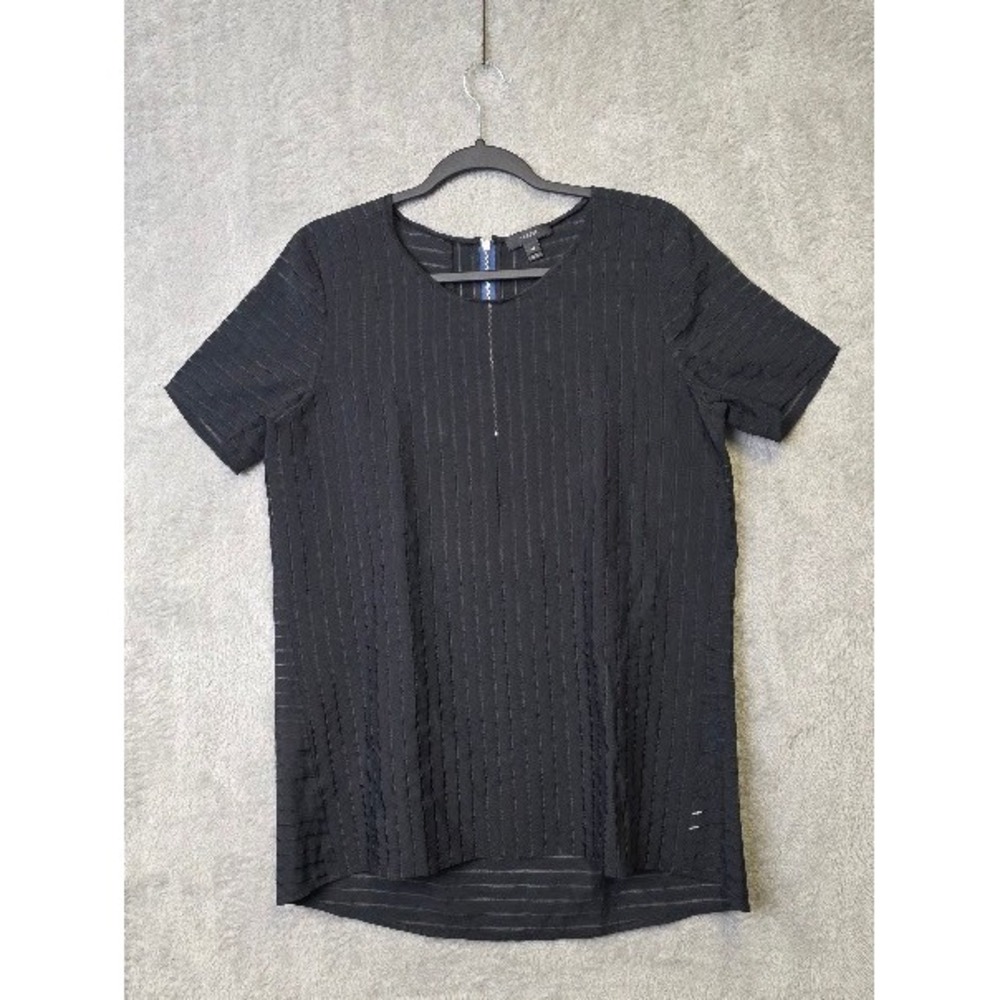 J.Crew Black Textured‎ Striped Tunic Top Short Sleeve Women's Size 8T